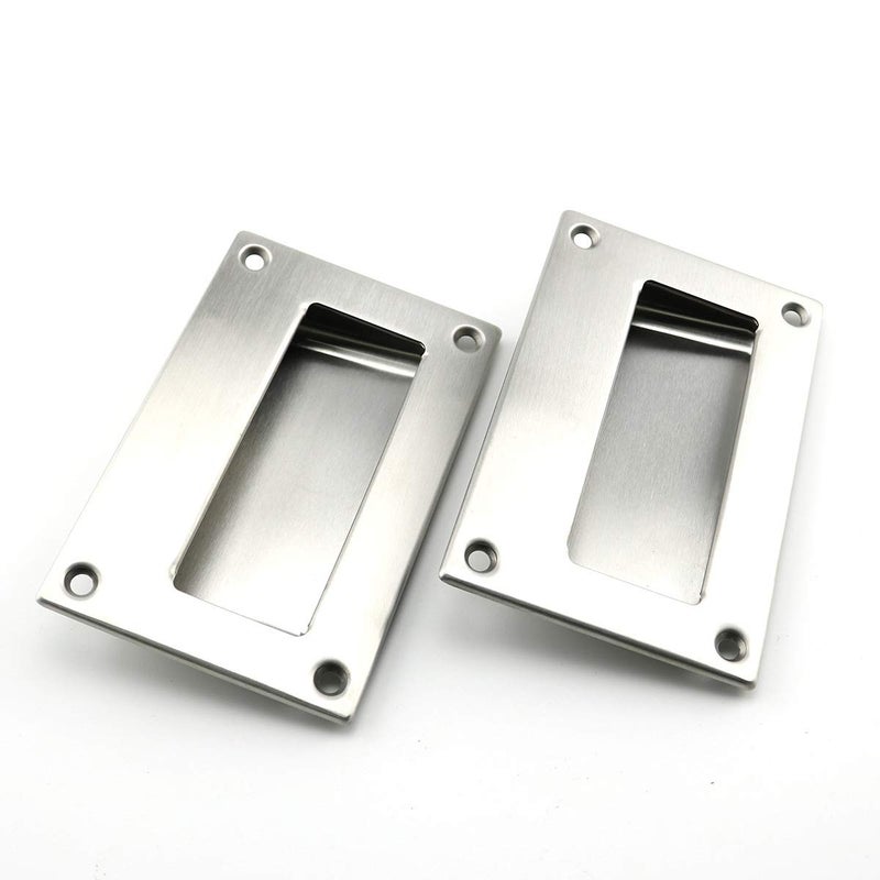 heyous 2pcs 5x3.2 inch Hidden Recessed Pull Handle Stainless Steel Square Flush Concealed Furniture Handle for Door Drawer Cupboard Cabinet Sliding Door - Image 1